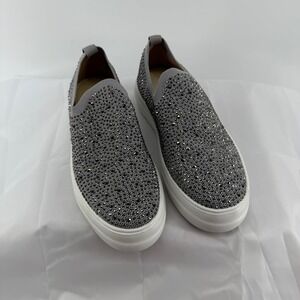 Hey Girl Gray Rhinestone Slip On Sneakers‎ Gray Casual Comfort Shoes Size 8 US